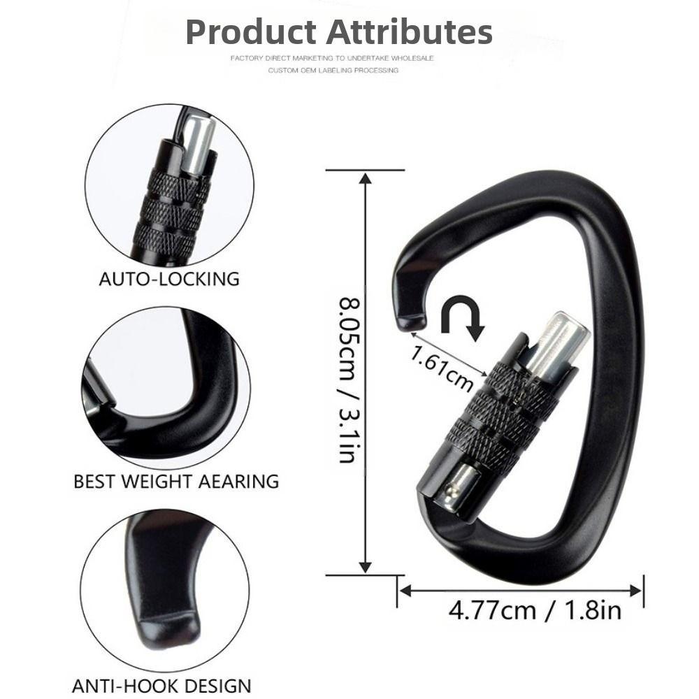 Cârlige pentru chei în formă de D multicolore, Aluminiu, Blocare de siguranță pentru alpinism, Echipament de protecție pentru alpinism