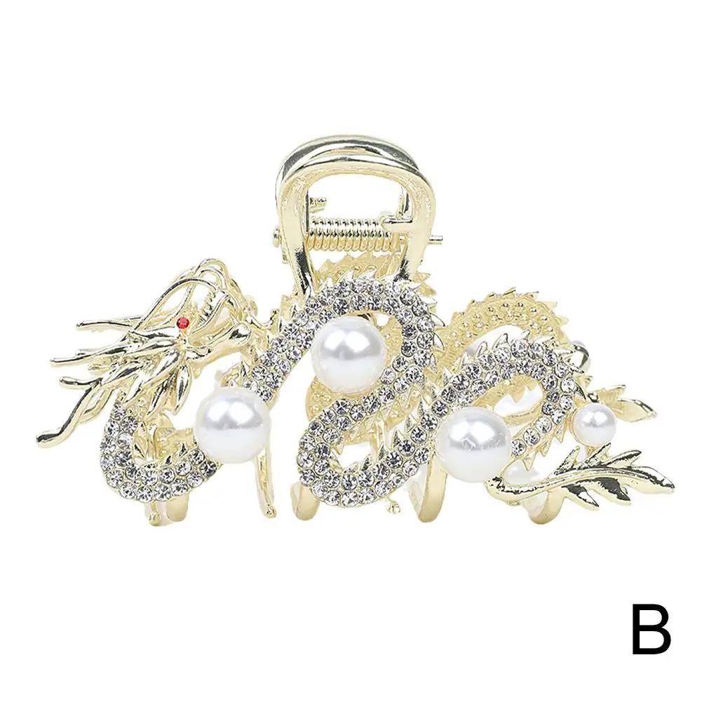 

Китайский год Дракона Заколки для волос Аксессуары для волос для женщин Девушка Красная бусина Металл Стразы Заколка для волос Модная бижутерия золотой