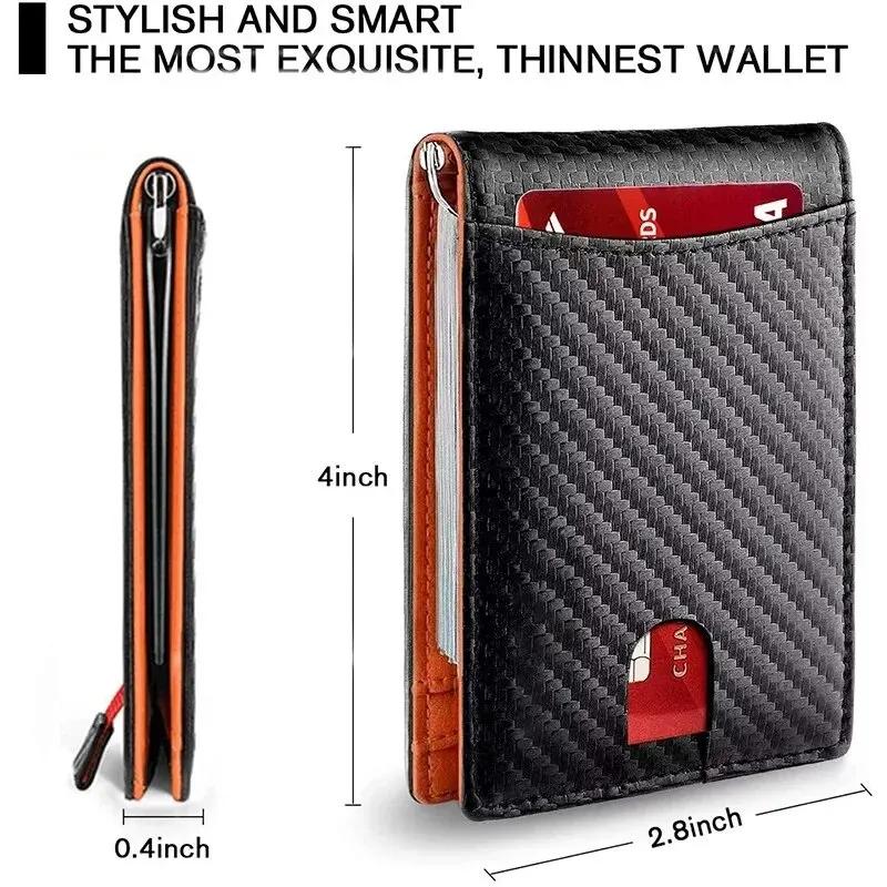 Minimalist Men's RFID Blocking Multi-functional Ultra-thin 12-card Wallet, Front Pocket Bi-fold Solid Color Portable Card Holder