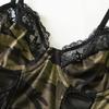 Quick-Delivery Camouflage Lace Hollow-Out Bandage Bodysuit