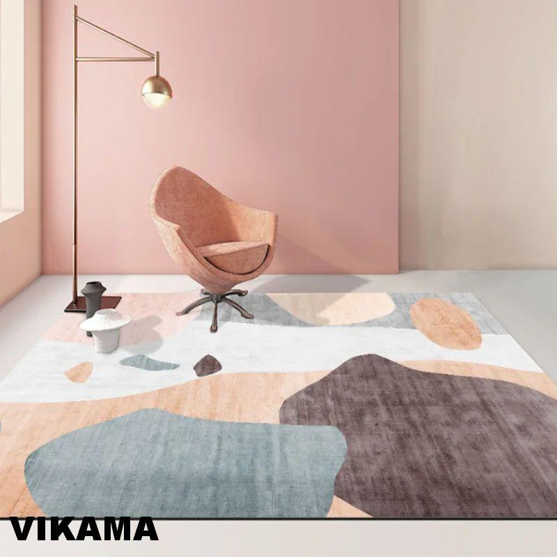 Crystal Velvet Light Luxury Scandinavian Simple Style Living Room Carpet Modern Simple Sofa Coffee Table Rug Bedroom Mat