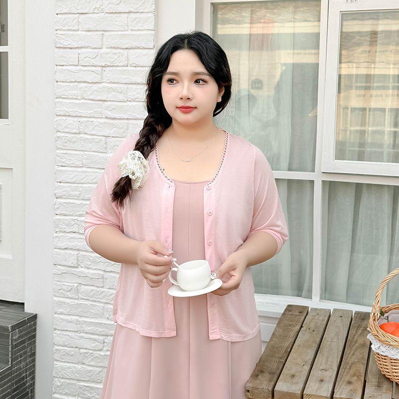 

Plus size women clothing [Heartbeats] Chubby Girl Summer Outdoor Sun Protection Cardigan Outerwear Thin Temperament Short Top