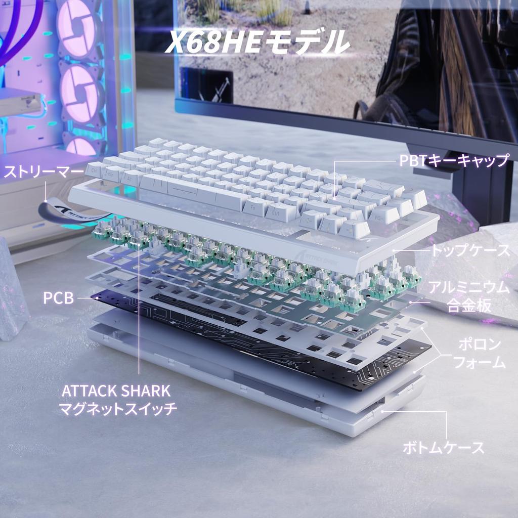 MAMBASNAKE X ATTACK SHARK Rapid Trigger Wired 8kHz Gaming Keyboard with Adjustable Actuation Compact 66 PBT RGB Lightweight 55g Gaming Mouse with 3