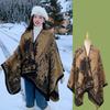 Mantella Poncho Aperta Davanti con Stampa Paesaggistica Lavorazione a Maglia Spessa Calda Coperta da Viaggio Sciarpa Avvolgente
