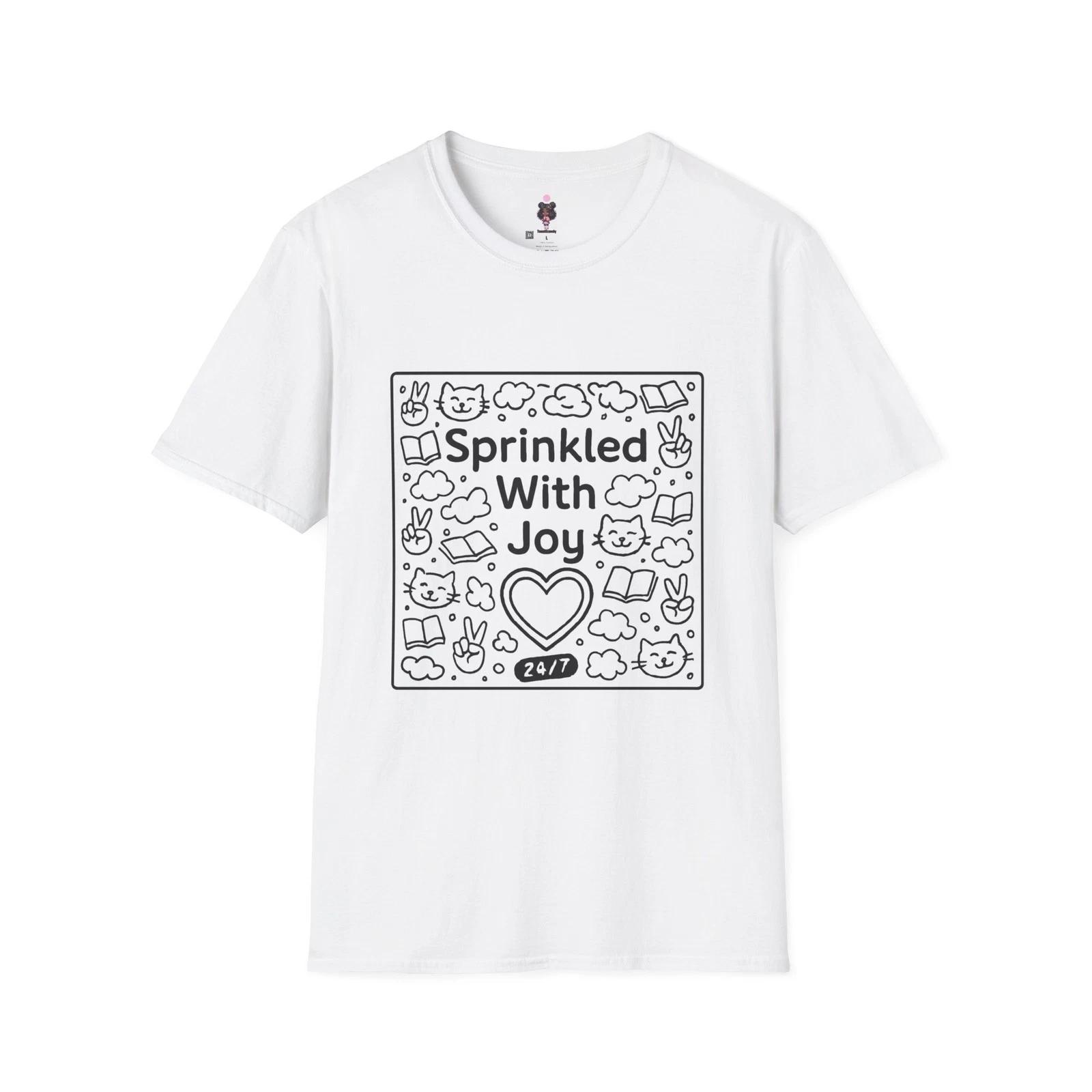Joyful Doodle T-Shirt - Unisex Softstyle Tee, Cute Graphic Shirt 3XL