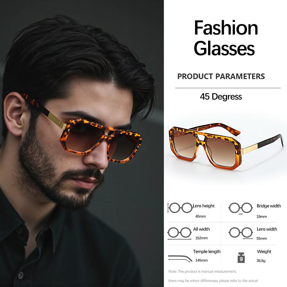 

Sunglasses Men Art Geometry Double Frame Glasses Double Beam Glasses Square Frame Modern Minimalist Commuting Items