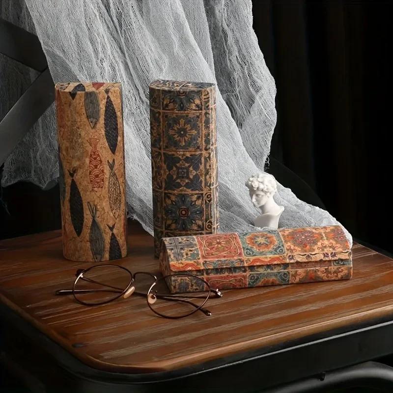1PC Retro Ethnic Style Glasses Case Ancient Mural Pattern Myopia Glasses Sunglasses Sunglasses Ladies Men Universal Glasses Case