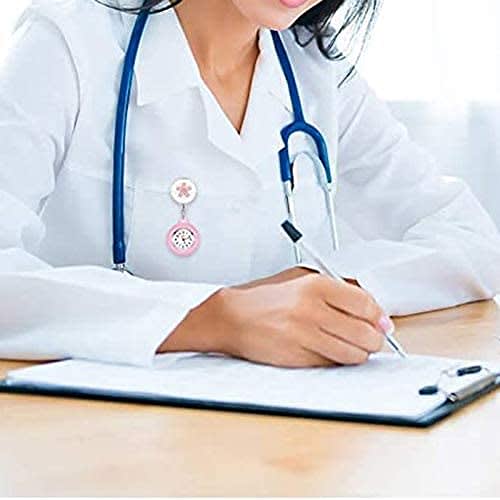 PULABO Nurse Watch, Pocket Watch for Nurses, Clip-on Pocket Watch, Unisex, Easy-to-Read Numerals, Flower Petal Decoration, Cute Gift for Birthdays, St