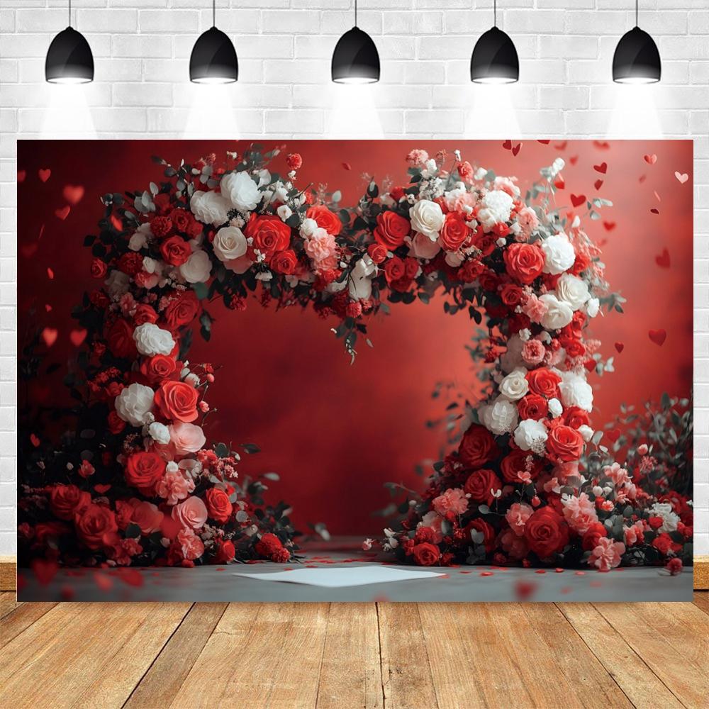 Romantic Valentine's Day Red Rose Love Candle Photography Banner Background, Indoor Scene Couple Photo Shooting Studio Backdrop