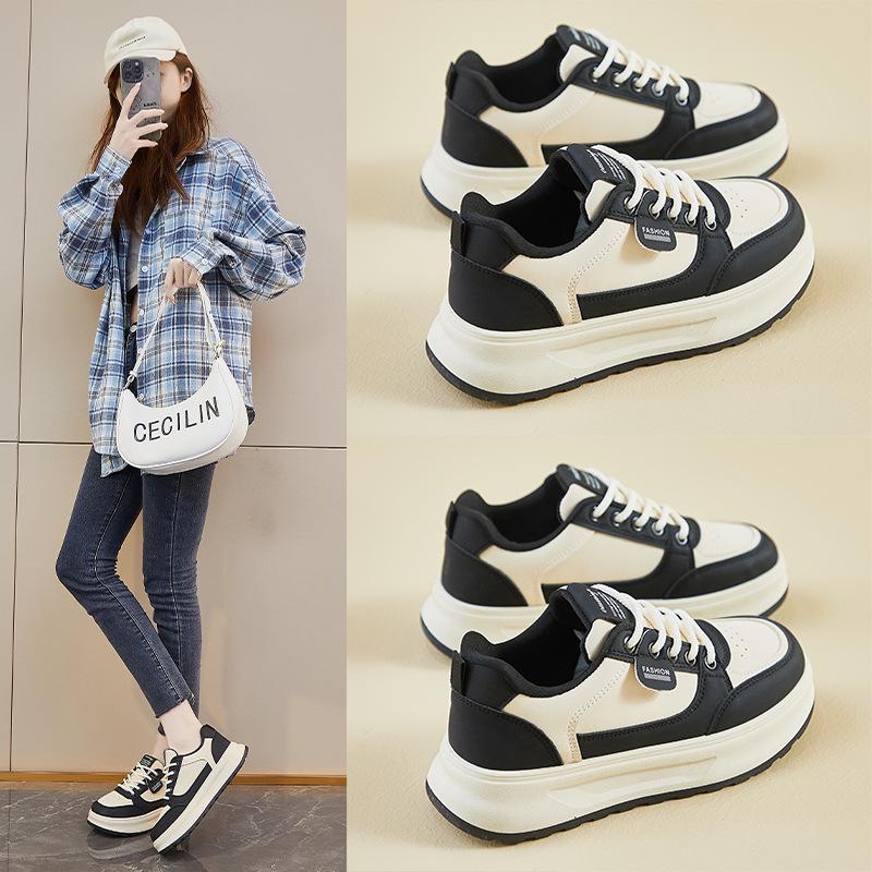 2025 Spring White Korean Style Women's Height-Boost Sneakers Q5615