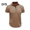 Men Summer Shirt Thin Short Sleeve Zippered Lapel Top Jacquard Pullover Loose Shirt for Commuting Travel Outdoor