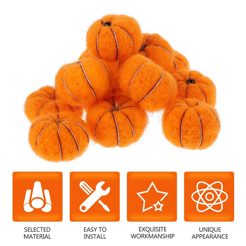  15 Pcs Wool Felt Pumpkin Pumpkins Gold Tinsel Garland Pendent Outdoor Christmas Hanging Ornament Autumnal Decoration
