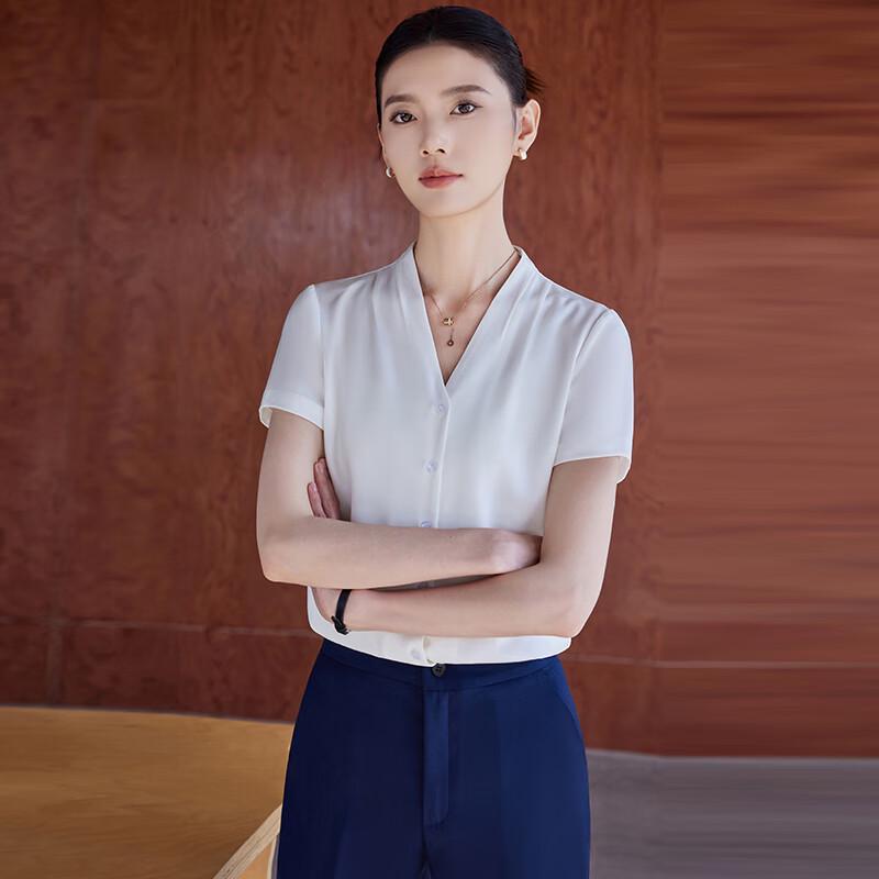 Women's V-Neck Chiffon Professional Shirt