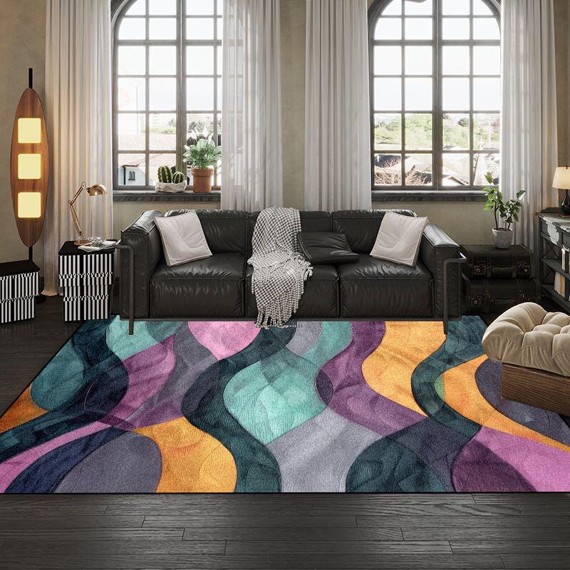 European Abstract Geometry Living Room Large Carpet Bedroom Non-slip Sofa Soft Rugs 140x200 Washable Leisure Balcony Foot Mats