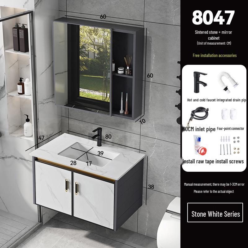 Luxury Space Aluminum Bathroom Vanity with Integrated Ceramic Basin for Compact Spaces