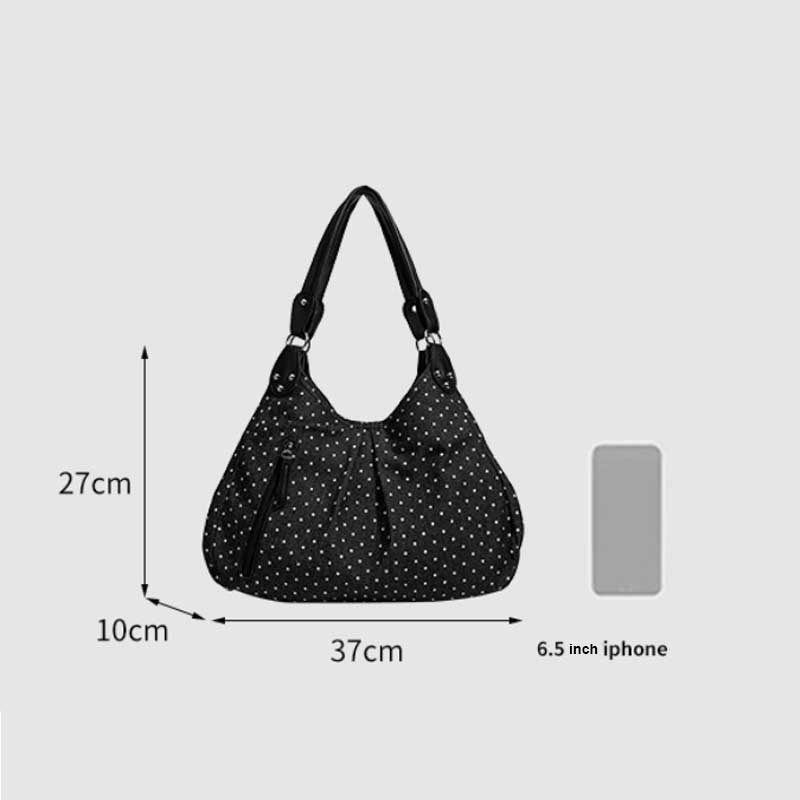Bolsos de Mensajero Vintage de Moda Bolso Nuevo de Lunares Bolsos Tote de Gran Capacidad Estilo Coreano Bolsos Casuales Versátiles Cómodos