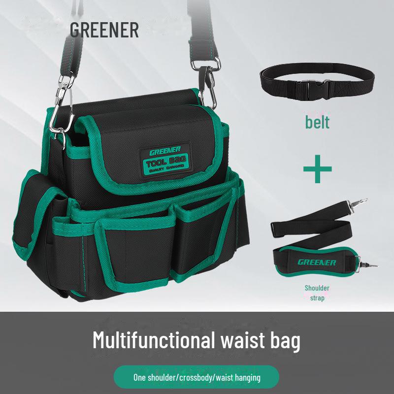 Green Forest Multi-Function Electrician Tool Bag: Wear-Resistant, Dual-Purpose Crossbody & Waist Bag for Wallpaper Repair