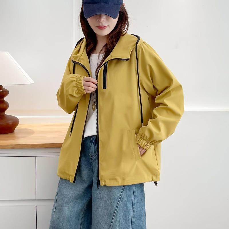 Plus Size Women Hooded Sporty Casual Windbreaker Outerwear Coat