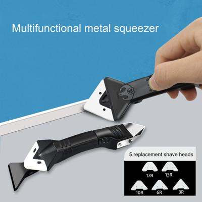 1 Juego de herramientas para quitar masilla, escurridor de Metal de diseño ergonómico, raspador de pegamento multifuncional 5 en 1 para el hogar