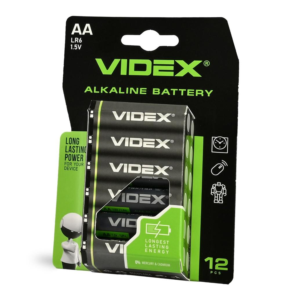 12 Szt. Mocne Baterie Alkaliczne Duży Zestaw Paluszki Videx Aa Lr6 1.5V 2600 Mah