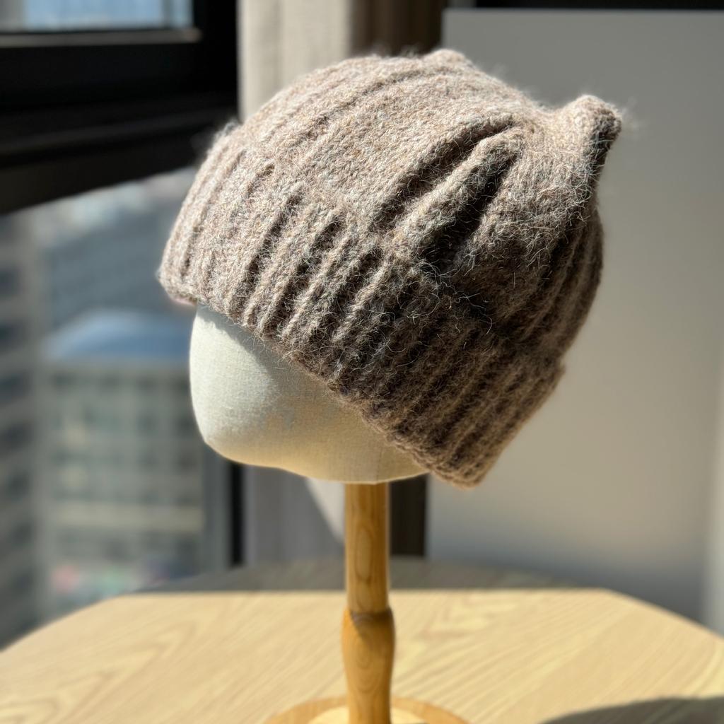 New Cat Ears Cute Woolen Hat for Women In Autumn and Winter Thickened Baotou Ear Protection Hat Large Head Circumference Versatile Knitted Hat