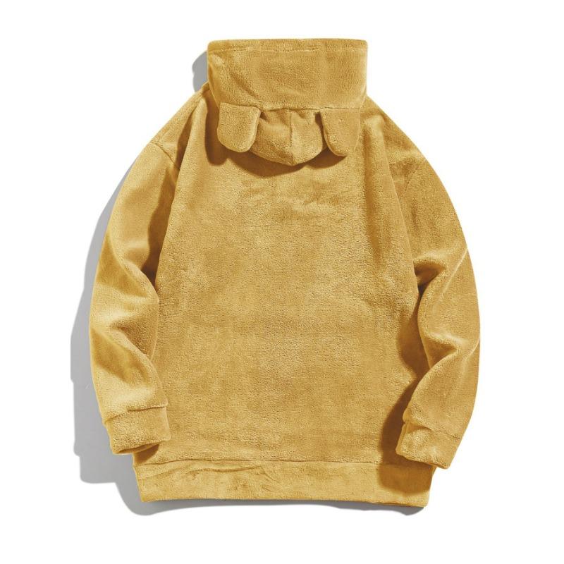 Plus Size Hooded Long Sleeve Casual Mens Coral Fleece Pullover Sweatshirt