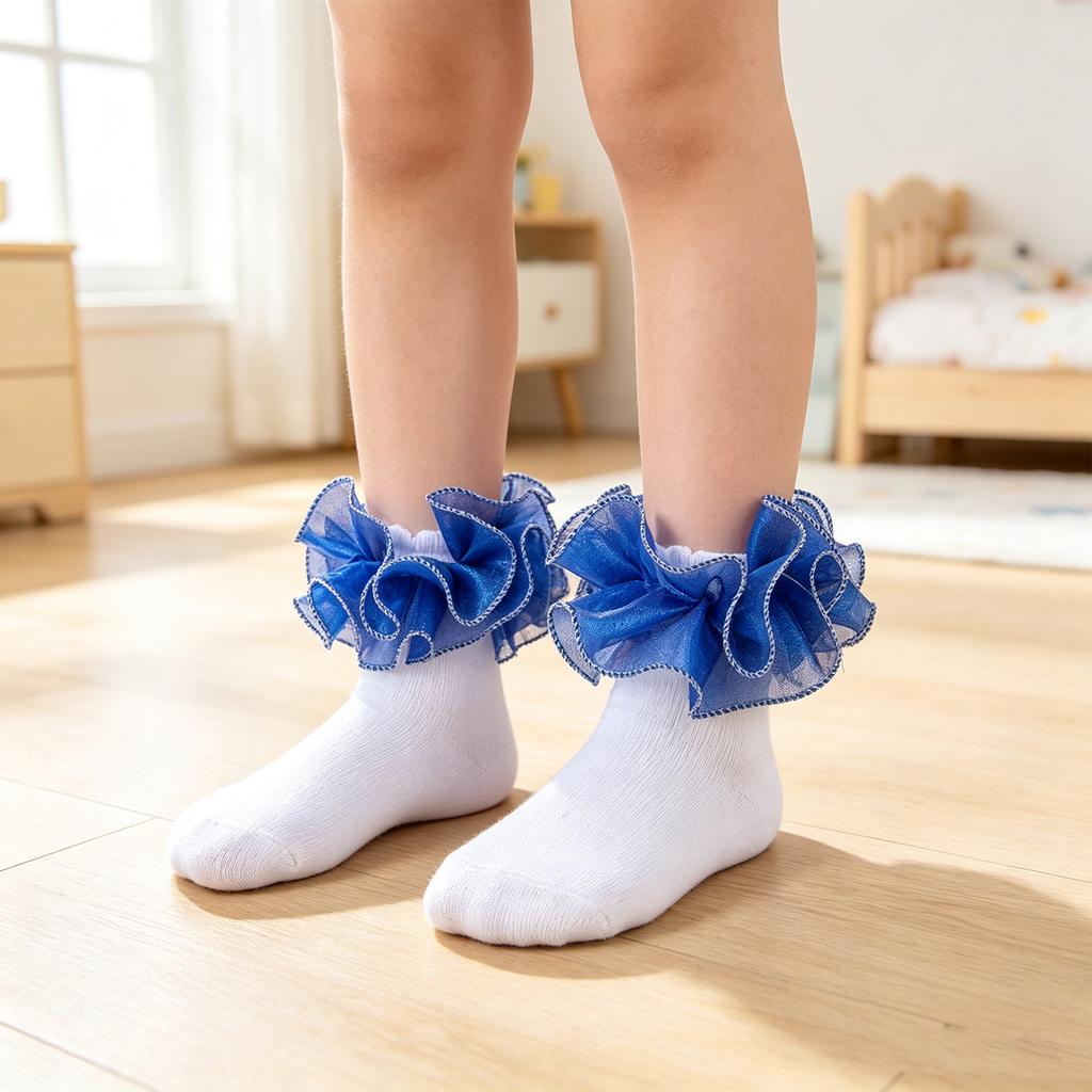 Girls' Breathable Dance Socks with Lace Trim Princess for and Performance