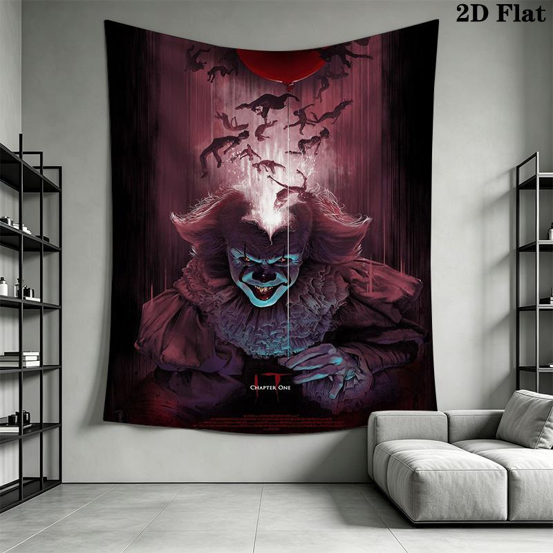 Creepy Clown Tapestry Spooky Room Tapestry Wallmounted Fashion Print Homestay Soft Decoration Tapestry Wall Decoration Home Decor