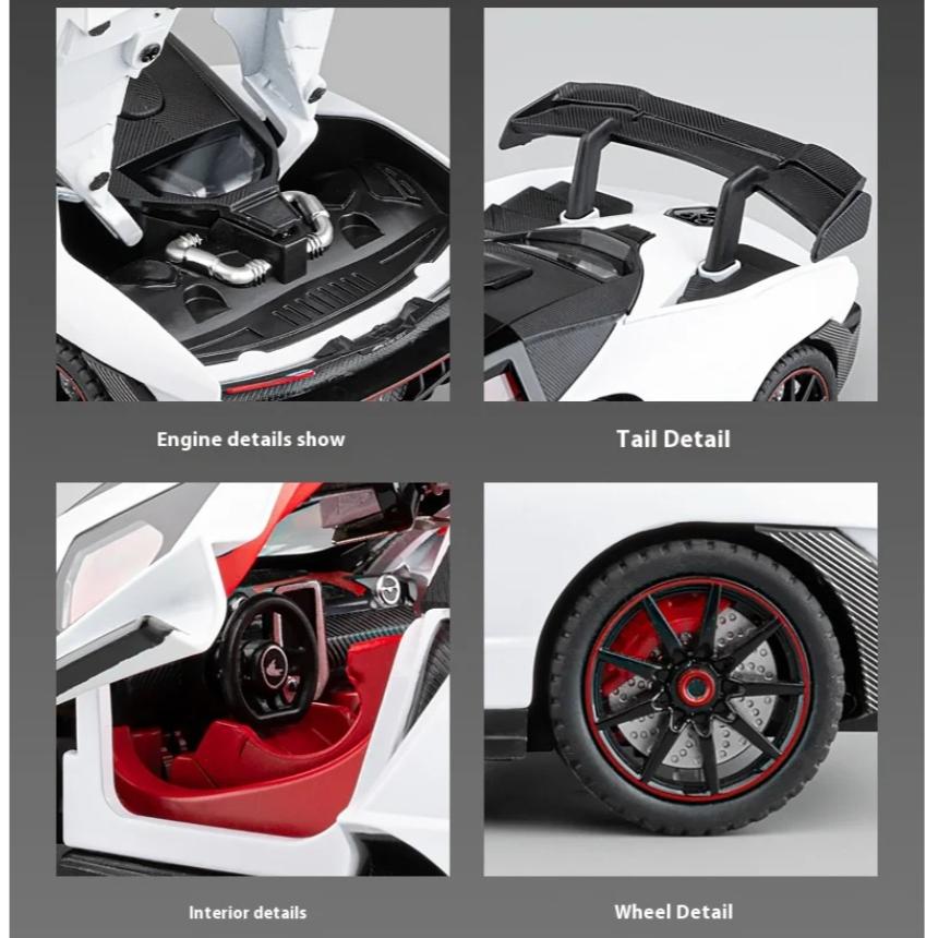 1/24 Scale Mclaren Senna Super Sports Mini GT Alloy Diecast Model Vehicle Simulation Sound & Light Birthday Gifts Box for Boyfriend