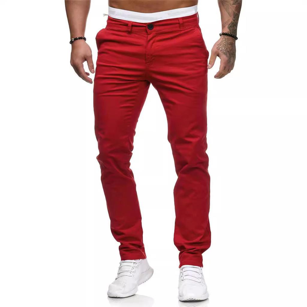 Oufier Men's Straight Leg Trousers Casual Summer Basic Cotton Pants