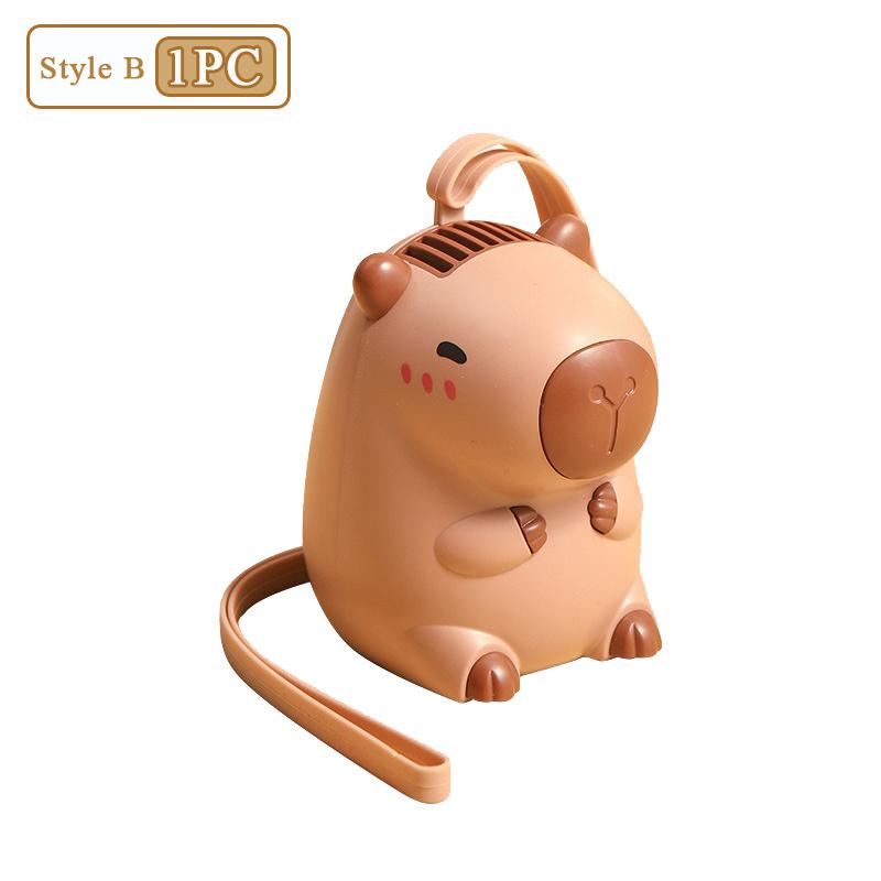 1-10PCS Kapybara Mini Neck Fan USB Rechargeable Handheld Cute Portable Fan for Kids Gift Cartoon Cooling Fan Summer Travel