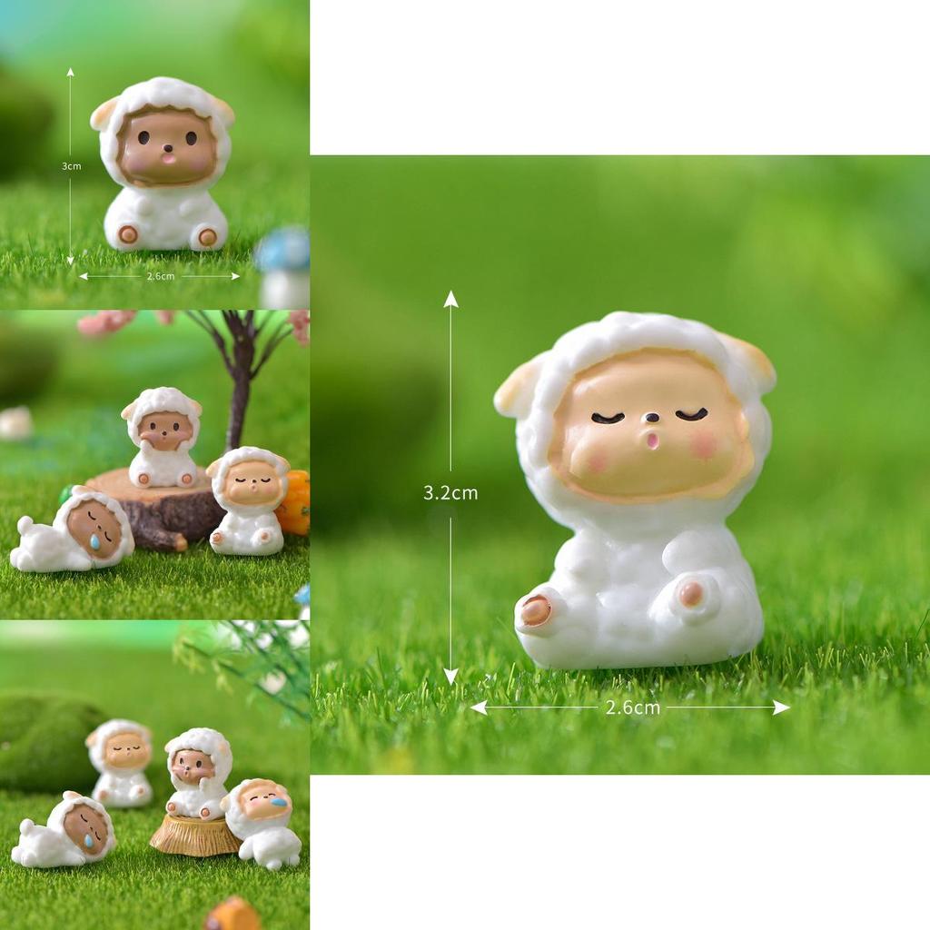 Adorable Resin Sheep Figurine Cute Garden Diy Decoration Cartoon Style