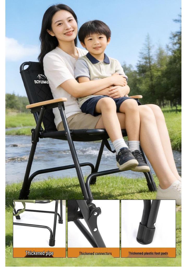 Premium Quilted Kermit Chair Set: Portable Outdoor Folding Chair with Backrest & Table for Camping, Beach, or Picnics