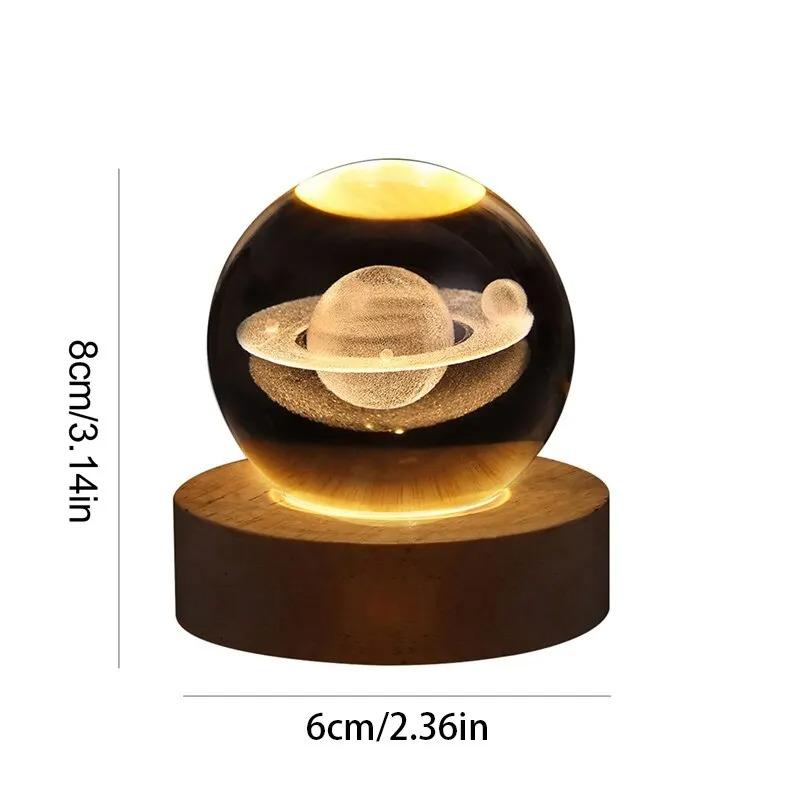 3D Crystal Ball Crystal Planet Night Light Laser Engraved Solar System Globe Astronomy Birthday Gift Home Desktop Decoration