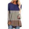 Women's Fashion Casual Irregular Patchwork Color Print Loose Medium Long Long Sleeve Top