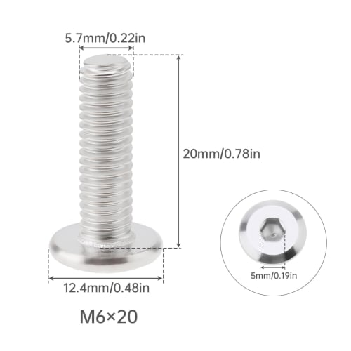 Smgda Hex Bolts, Pack of 20, M6 x 15/20mm, 304 Stainless Steel, Durable, Rust-Resistant, Bright Finish, for Industrial, DIY, Automotive, Electrical, a
