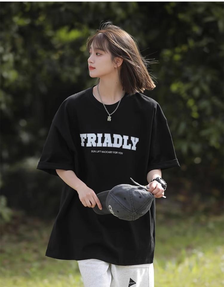 

Fat mm American heavy cotton short-sleeved t-shirt women s summer loose meat covering and thin Hong Kong style chic top large size women s clothing M чёрный
