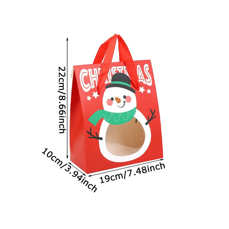 WTEMPO Clear Window Portable Gift Boxes with Handles DIY Foldable Christmas Series Pattern Printed Paper Bags