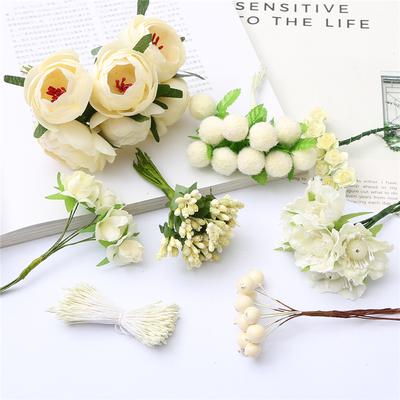 Beige Series Artificial Flower Cherry Stamens Berries Bundle DIY Cake Christmas Wedding Gift
