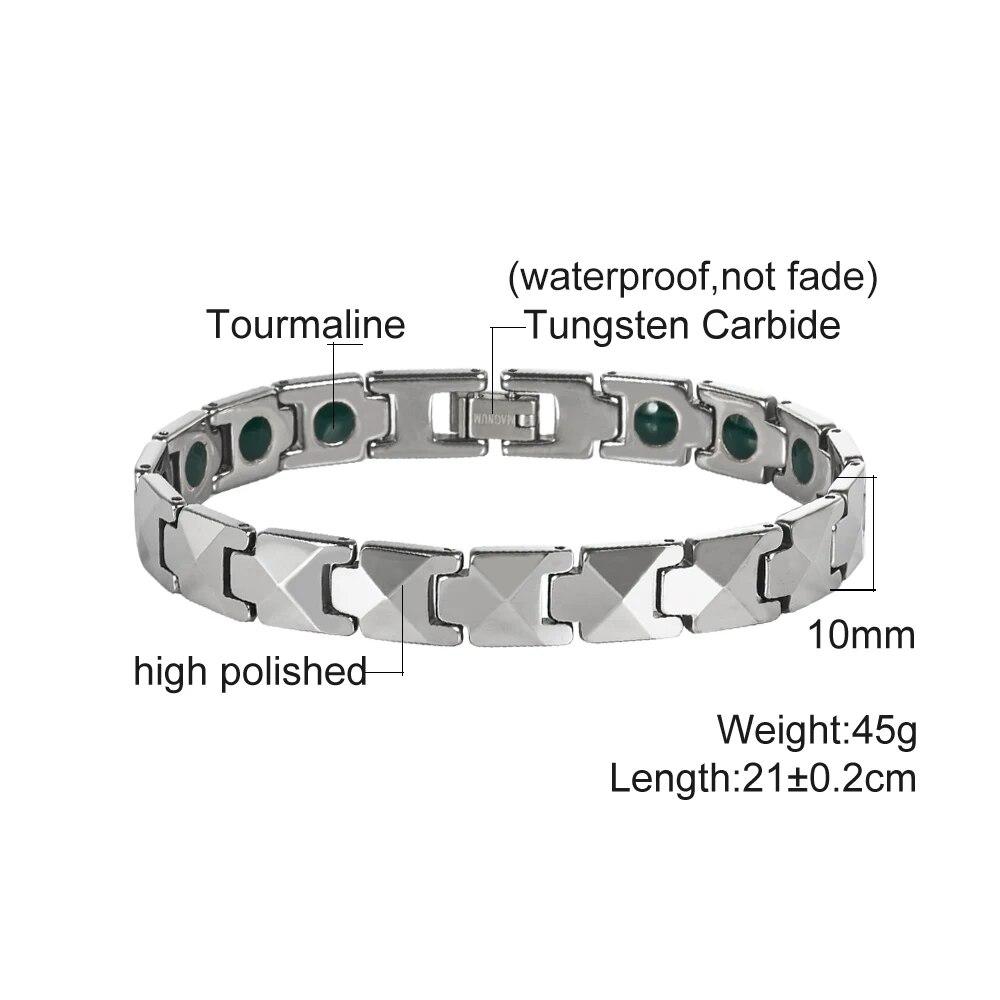 Evig Ripesikker Volframkarbid Armbånd Menn Grønn Turmalin Gullfarget 20/21cm Smykker Vanntett