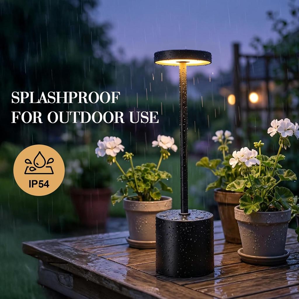Cordless Table Lamp Set of 2, 5000mAh Rechargeable Lamp with Touch Control & Stepless Dimming, 3 Light Modes, IP54 Waterproof Portable Light for