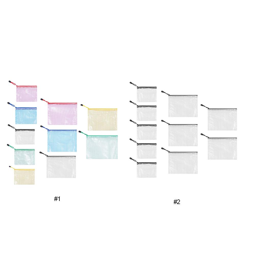 10Pcs Mesh Zipper Pouch A5 A6 Plastic Zip File Folders Document Organizer for School Office Supplies Travel Storage Bags
