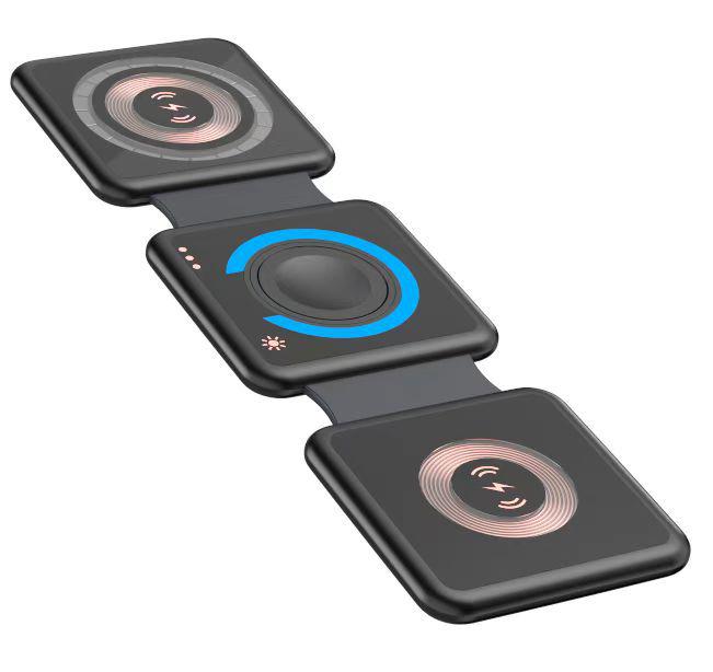 15W Transparent Foldable 3-in-1 MagSafe Wireless Charger for Apple Watch & Earbuds