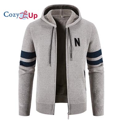 Nuova giacca in maglia con cappuccio da uomo casual maglione termico con cuciture slim fit