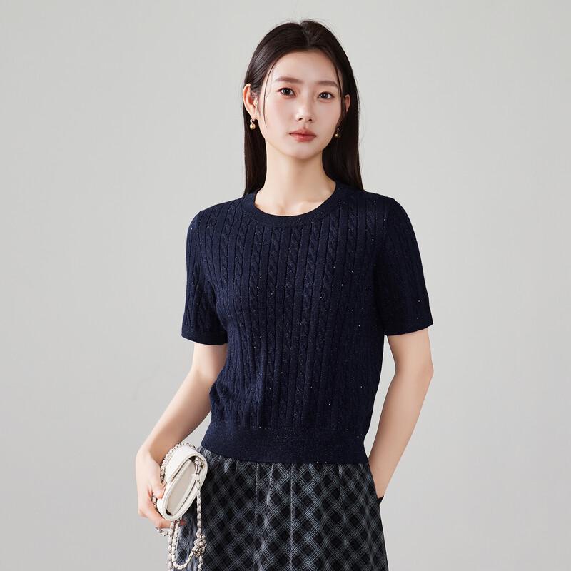 SOFSIL 2026 Spring Women's Cable Knit Short Sleeve Sweater