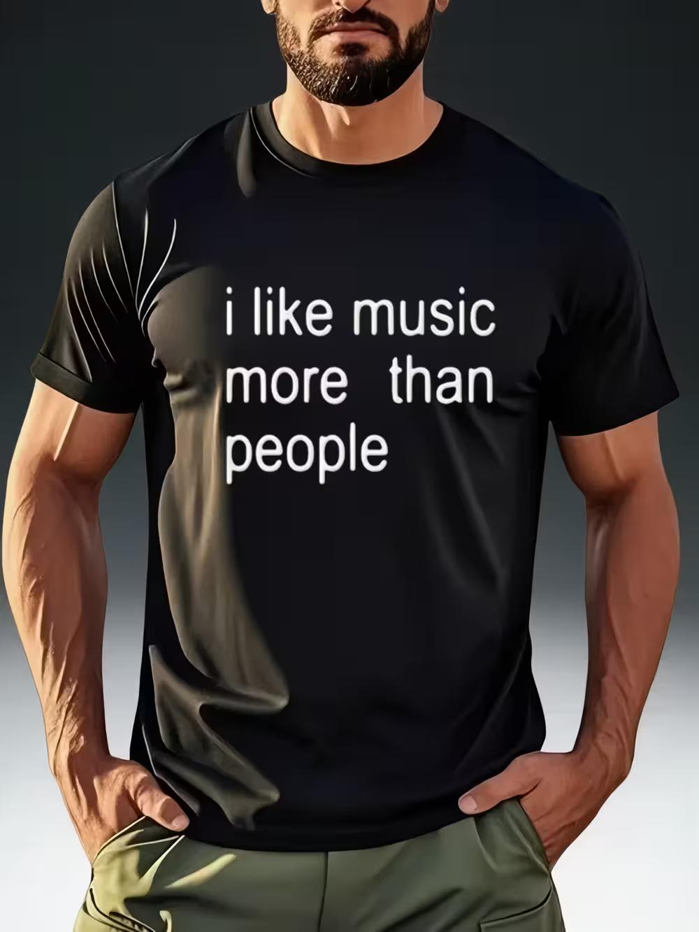 Men S Fashion T-Shirt Music Geek Meme  Love Music More Than Socializing  Print XXXL