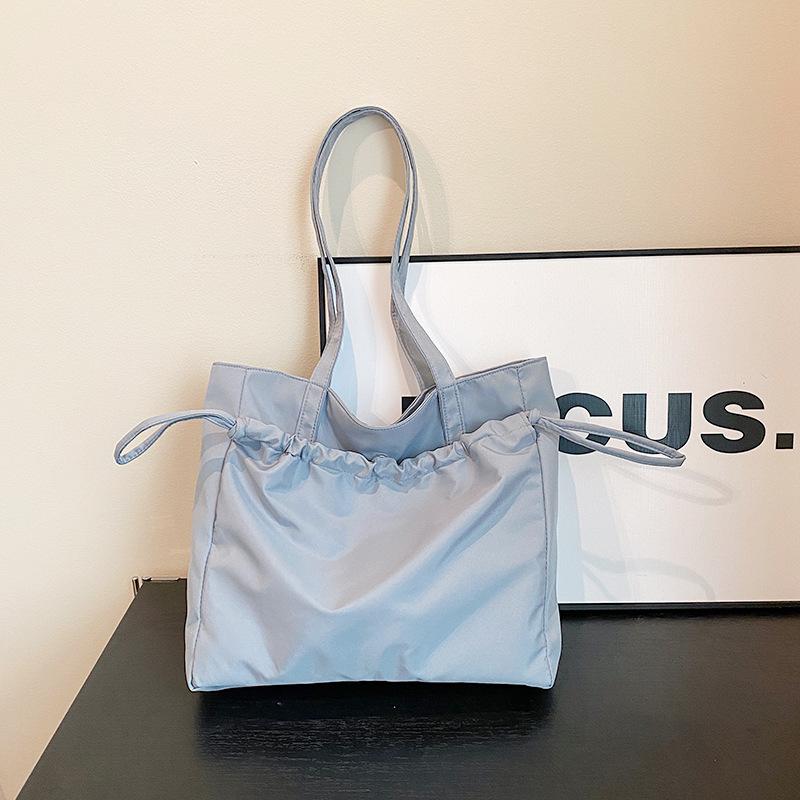 

Нишевая сумка-тоут, сумка через плечо, универсальная, повседневная, большой вместимости, однотонная, на шнурке, студенческая сумка, тренд one size fits all синий