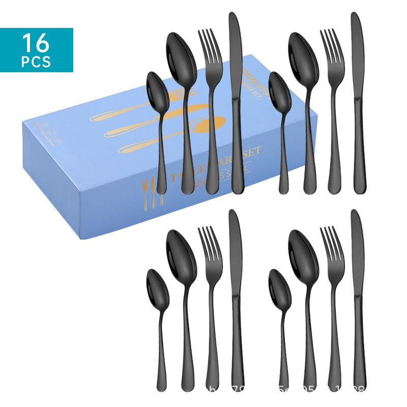 Zastawa stołowa ze stali nierdzewnej 16 sztuk Garnitur dla czterech osób Nóż, widelec i łyżka Czteroczęściowy zestaw Zachodnia zastawa stołowa