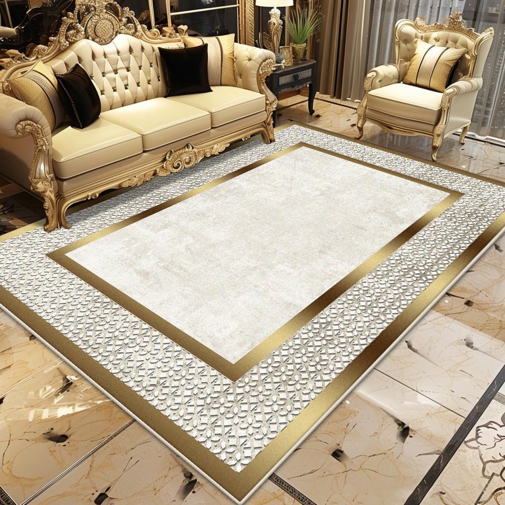 Золотой Роскошный Ковер для Гостиной Большой Площади Декорация Дома Диван Противоскользящие Коврики Спальня Холл Журнальные Столики Мягкие Напольные Коврики 200*250cm