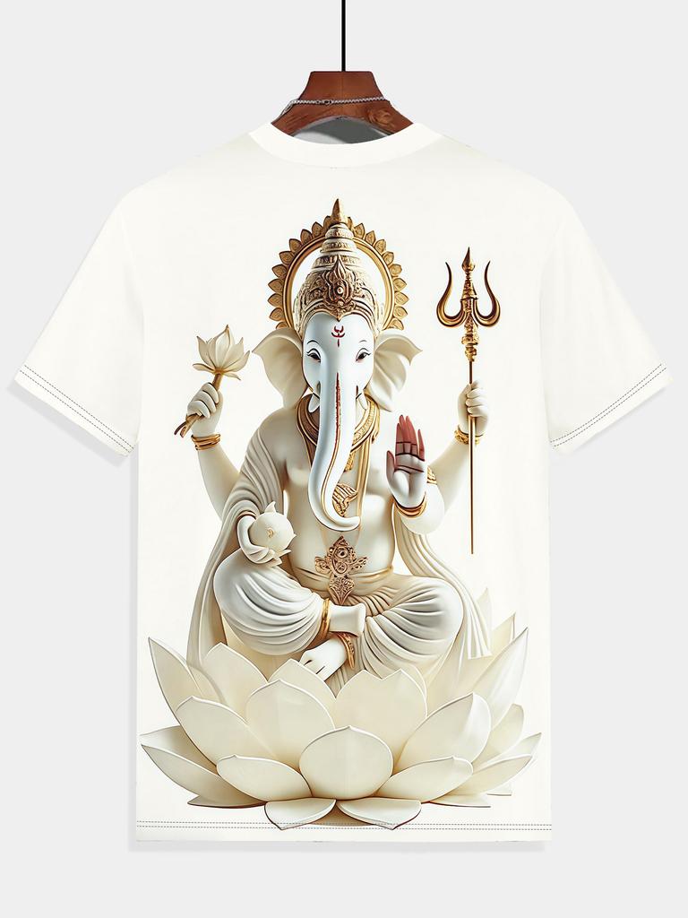 3D-gedrucktes Herren-T-Shirt mit Lord Lotus Design, Rundhalsausschnitt – Sommerliche Freizeitkleidung für Outdoor-Aktivitäten, Laufen & Fitness, Perfekt als Geschenk oder Bequem